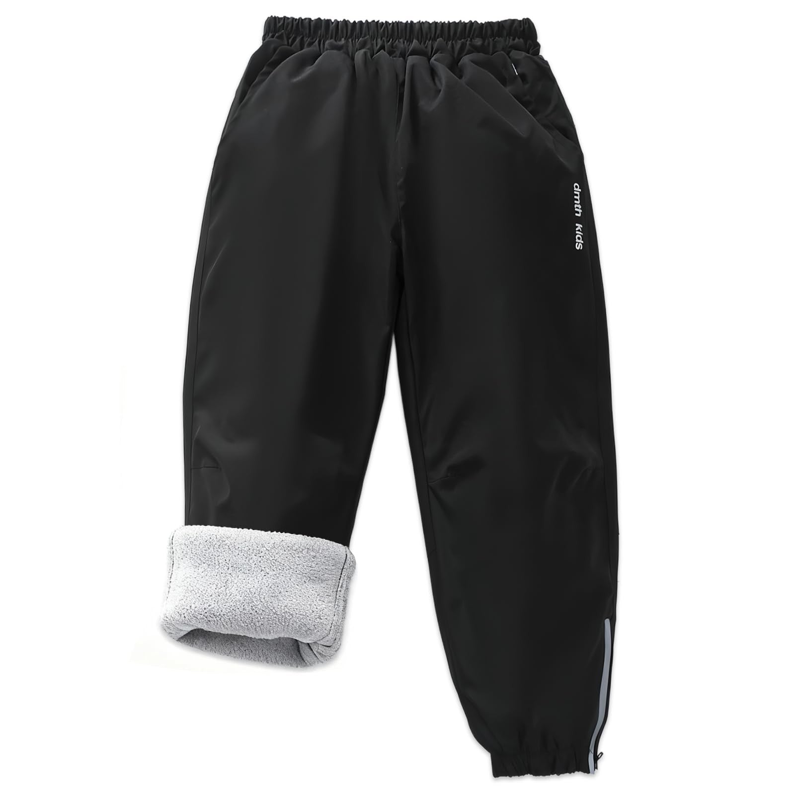 Kids Waterproof Trousers Fleece Lined Winter Snow Pants – Black 150/9-10 Exemaba