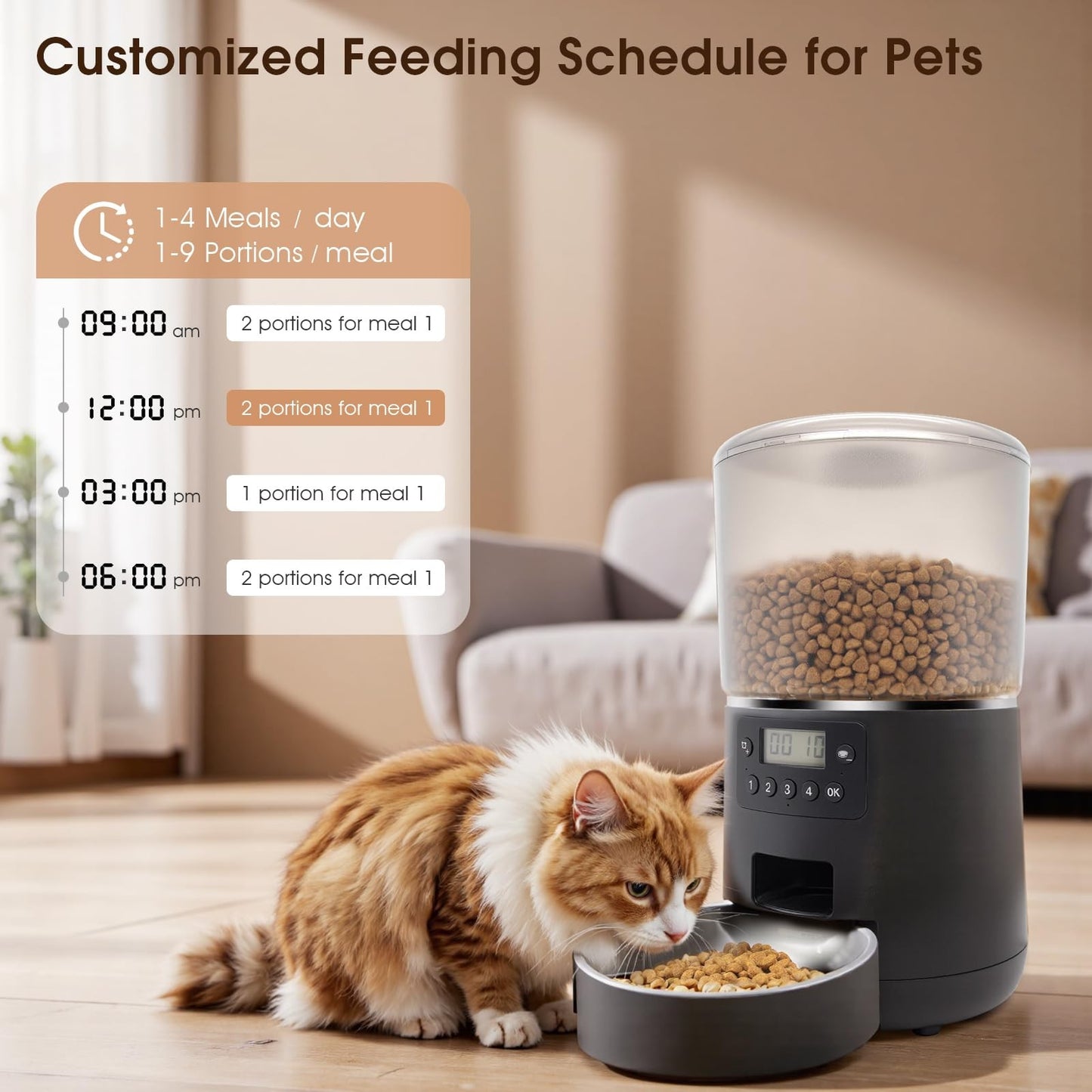 Automatic Cat Feeder Programmable 4 Meals Daily – 3-4L Capacity