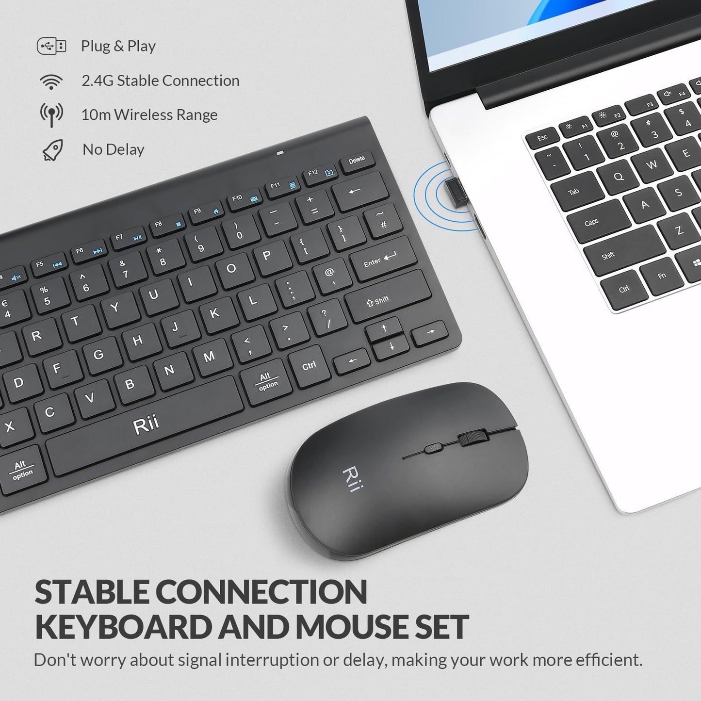 Rii Wireless Keyboard and Mouse, Ultra Slim 2.4G Keyboard