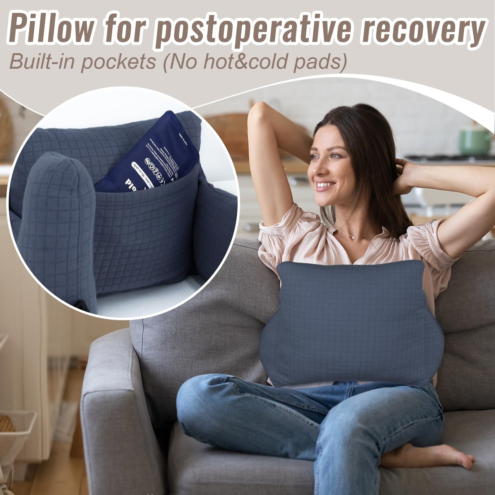 RoamReady Hysterectomy Recovery Pillow, Post-Surgery Cushion for Abdomen