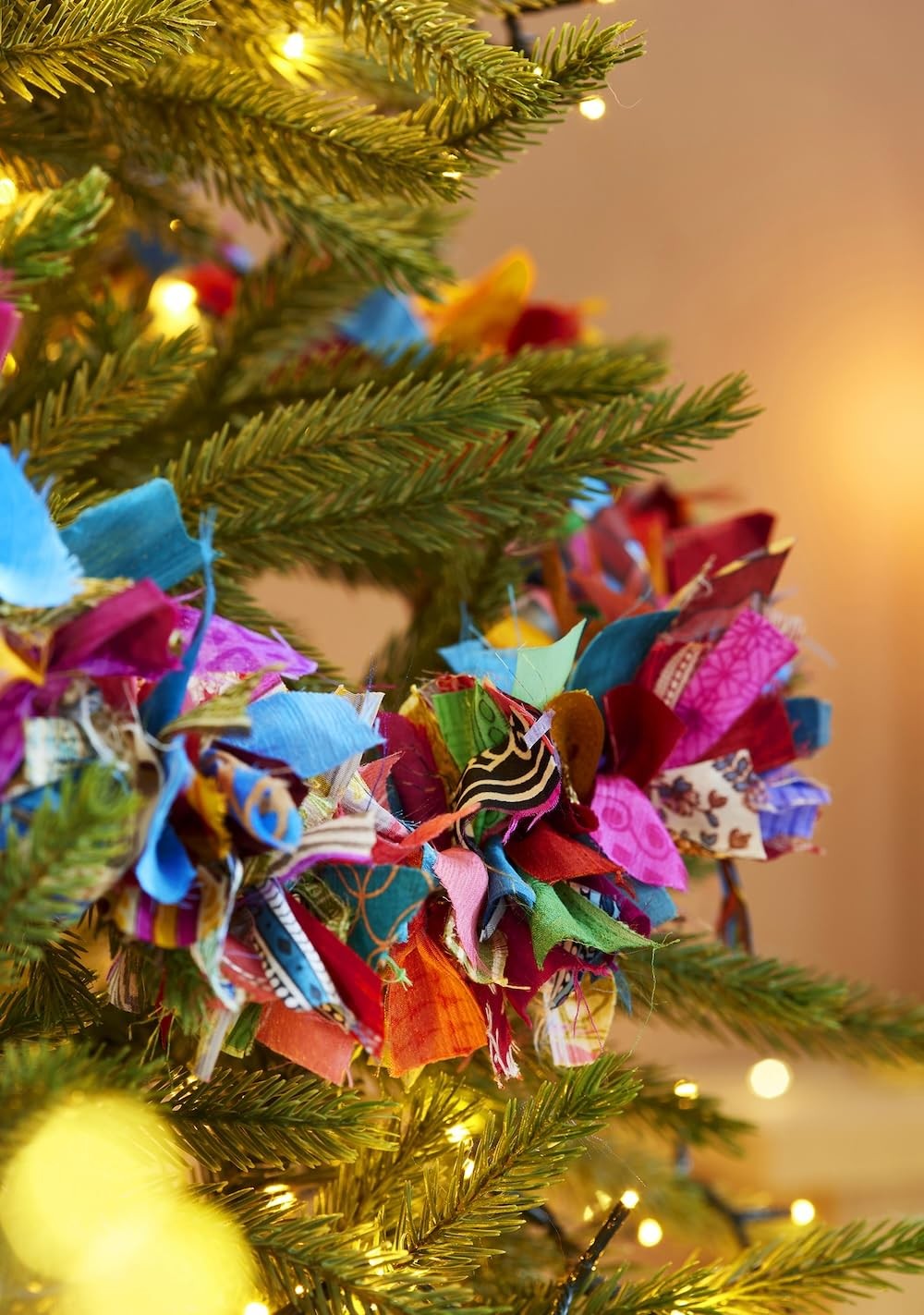 EcoFriendly Tinsel Garland Christmas Tree Decoration Made  Recycled Sari Fabric