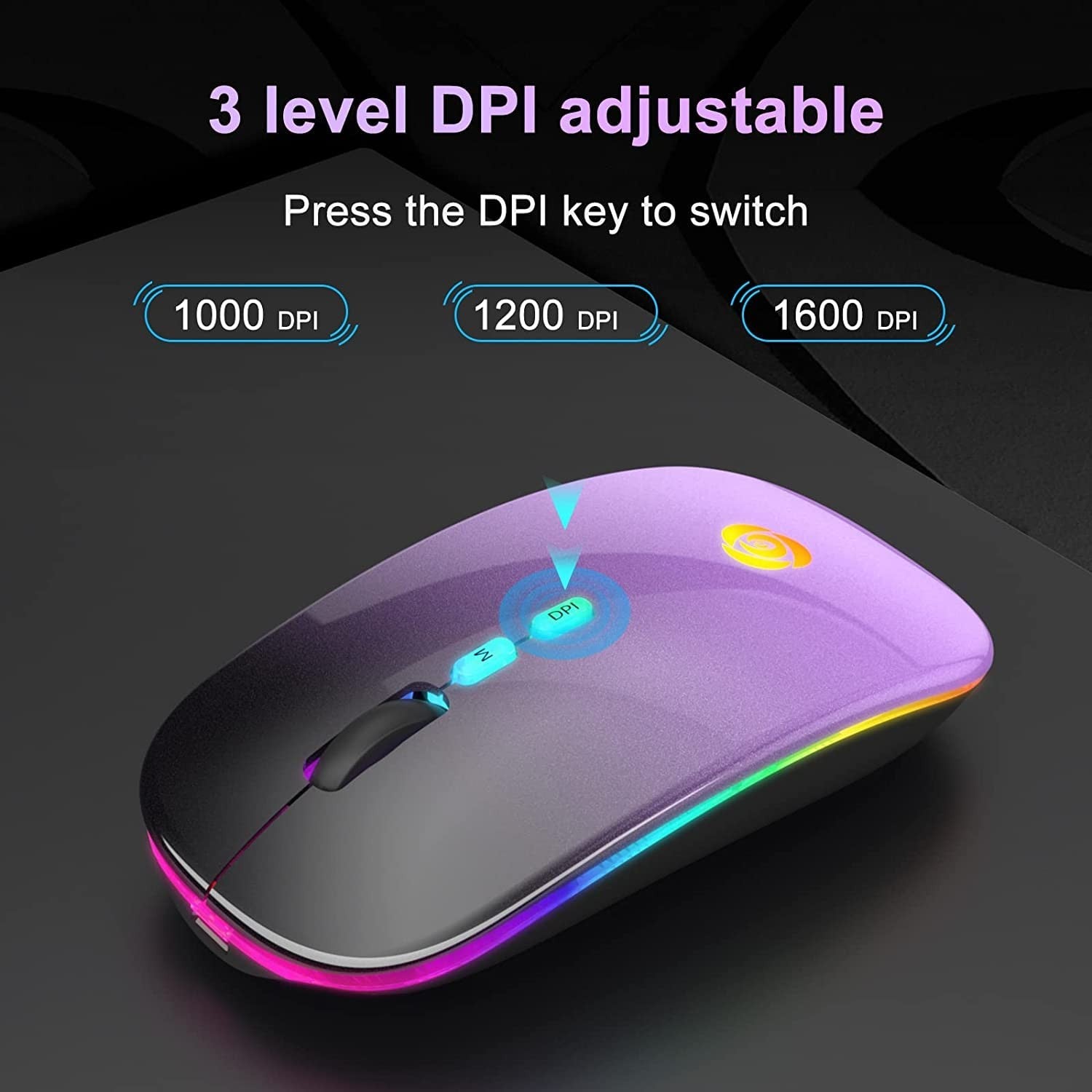 Bluetooth Wireless Mouse with Type-C Receiver Rechargeable 2.4G USB Portable