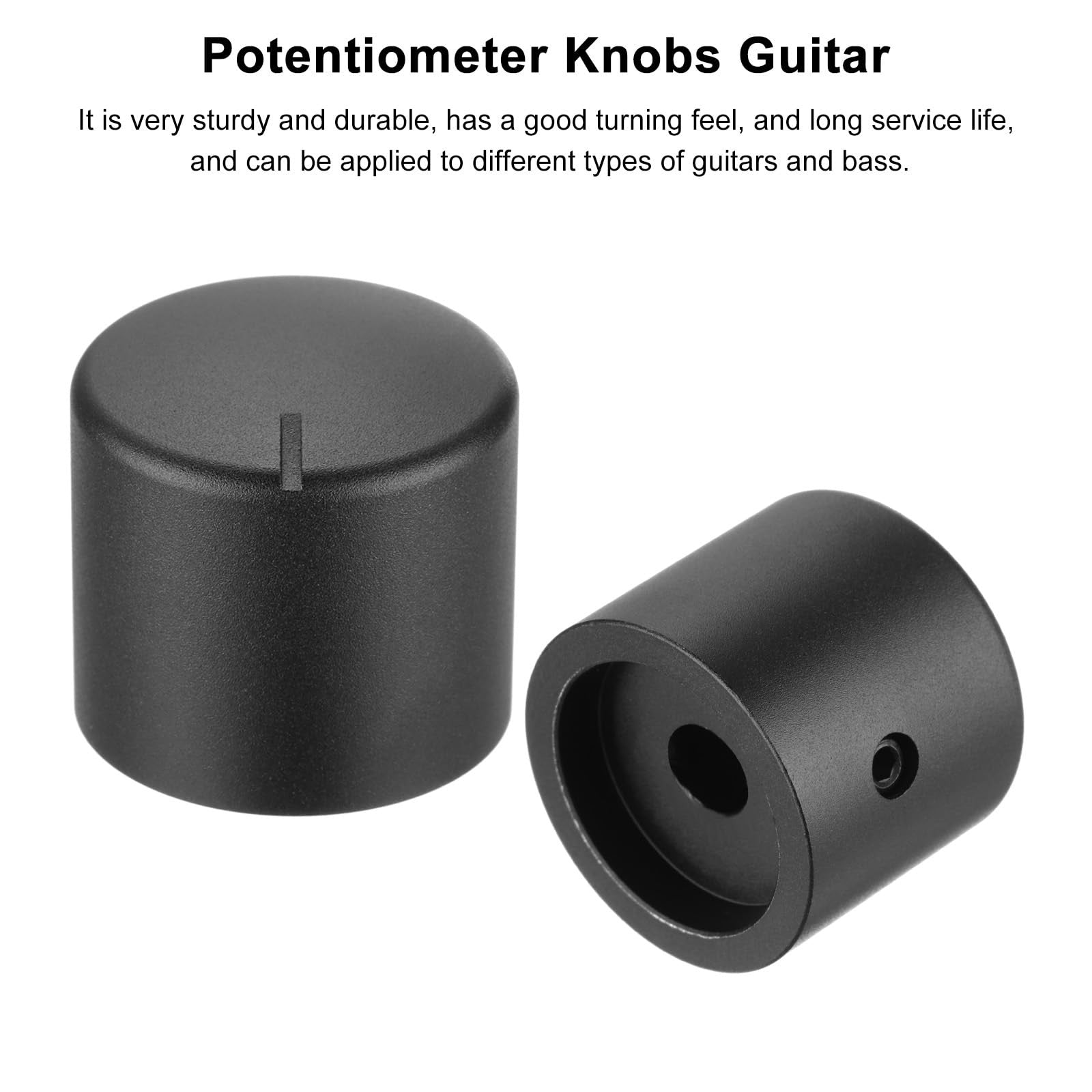 Guitar Knobs Metal Volume Tone Control Dome 6mm x 25mm – Black