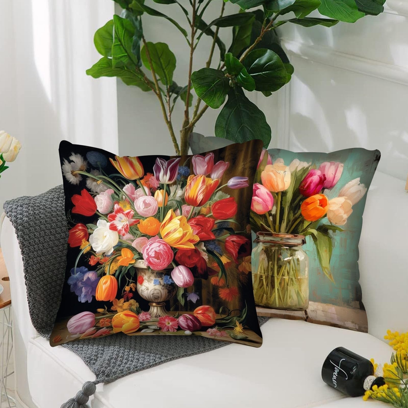 Tucocoo Decorative Cushion Covers with Tulip Vase 45 x 45 cm