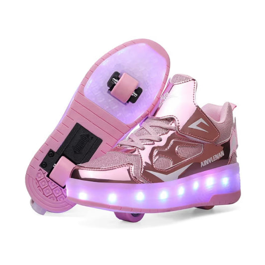 HUSKSWARE Kids Roller Shoes LED Light-Up Sneakers
