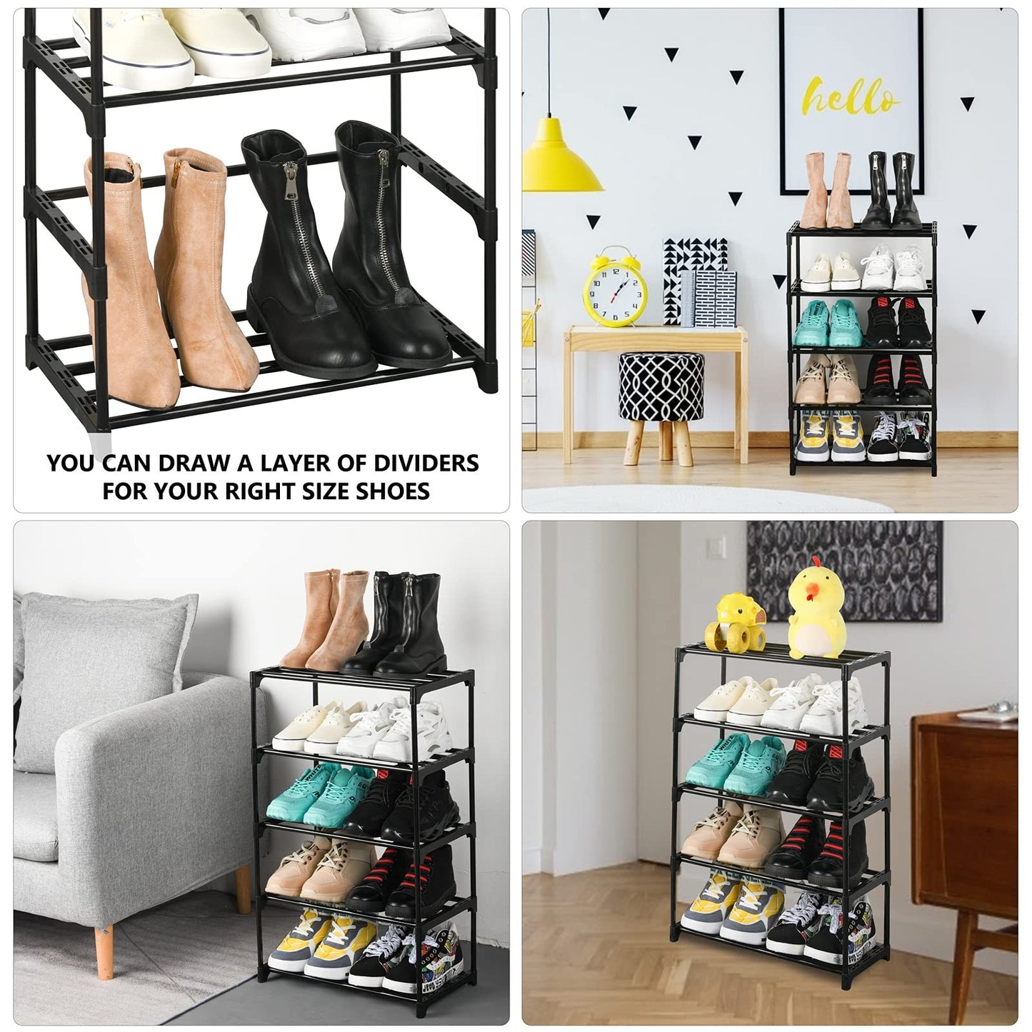 Ywinler 5 Tier Shoe Racks, Metal Shoe Storage Organiser