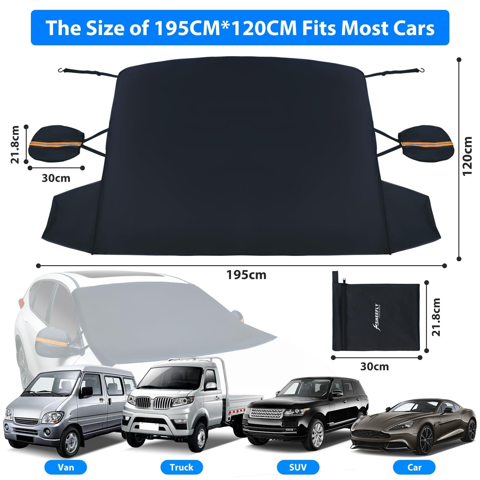 SHEEFLY Car Windscreen Cover for Winter, Car Windshield Cover for Ice and Snow