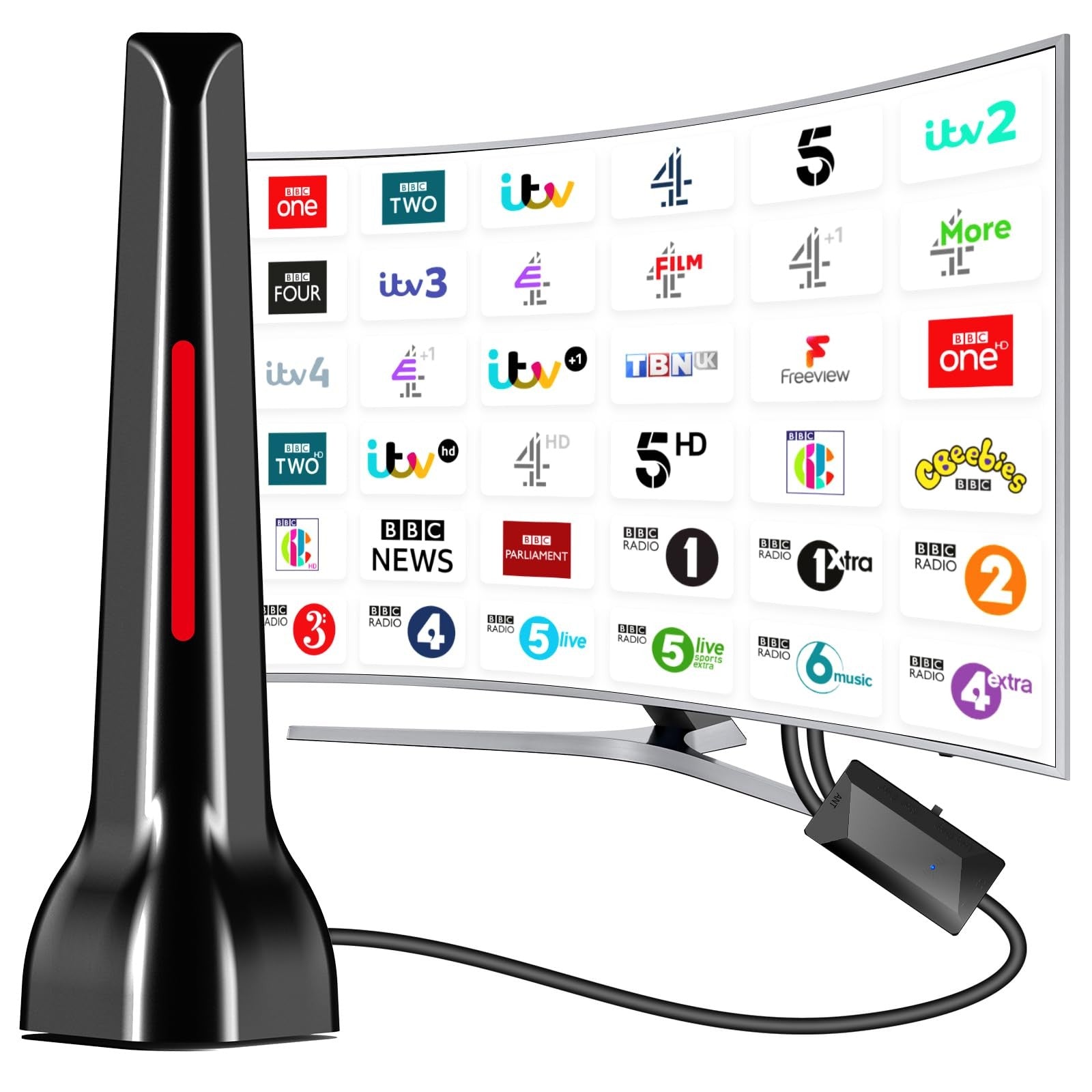 DTB TECH Upgraded Amplifier TV Aerial, Indoor TV Aerial, Smart TV Aerial,