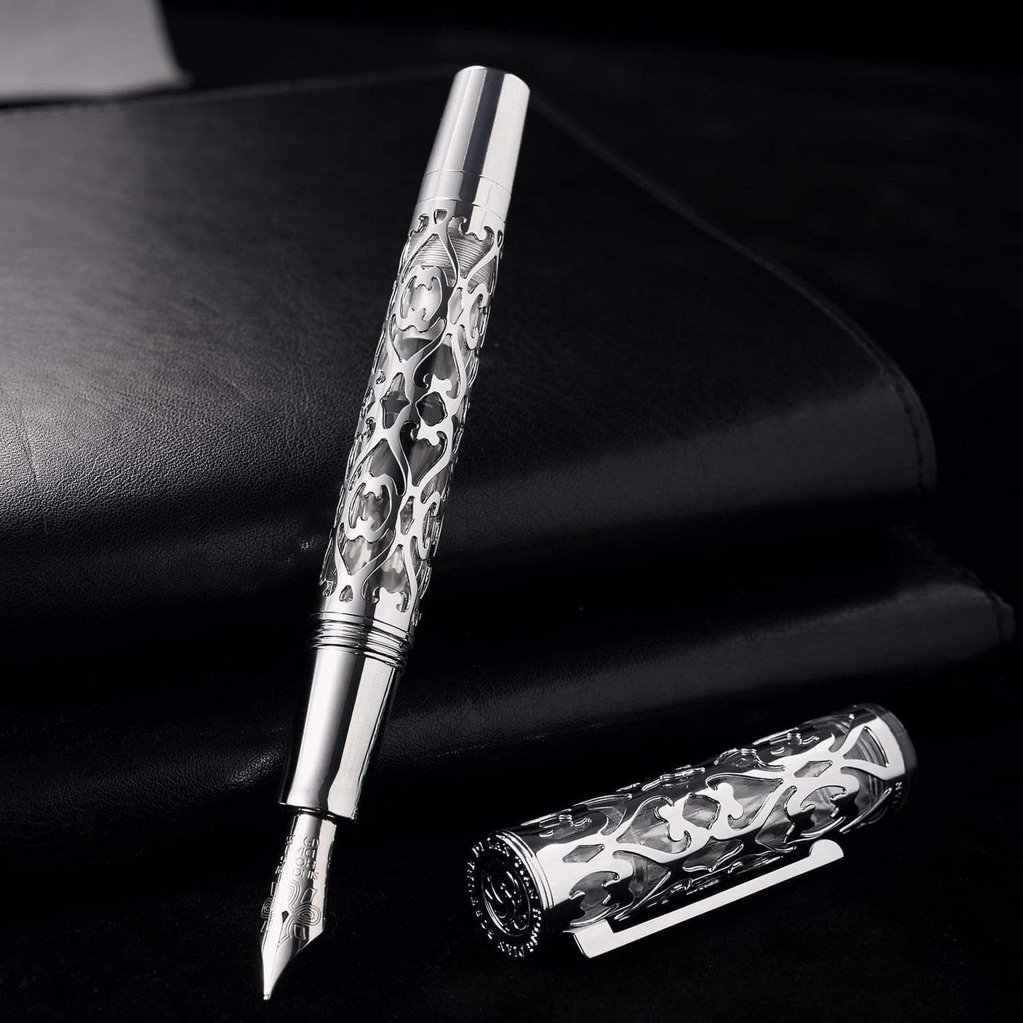 Hongdian D1 Piston Fountain Pen Extra Fine Nib, Hollow Skeleton & Resin Pen