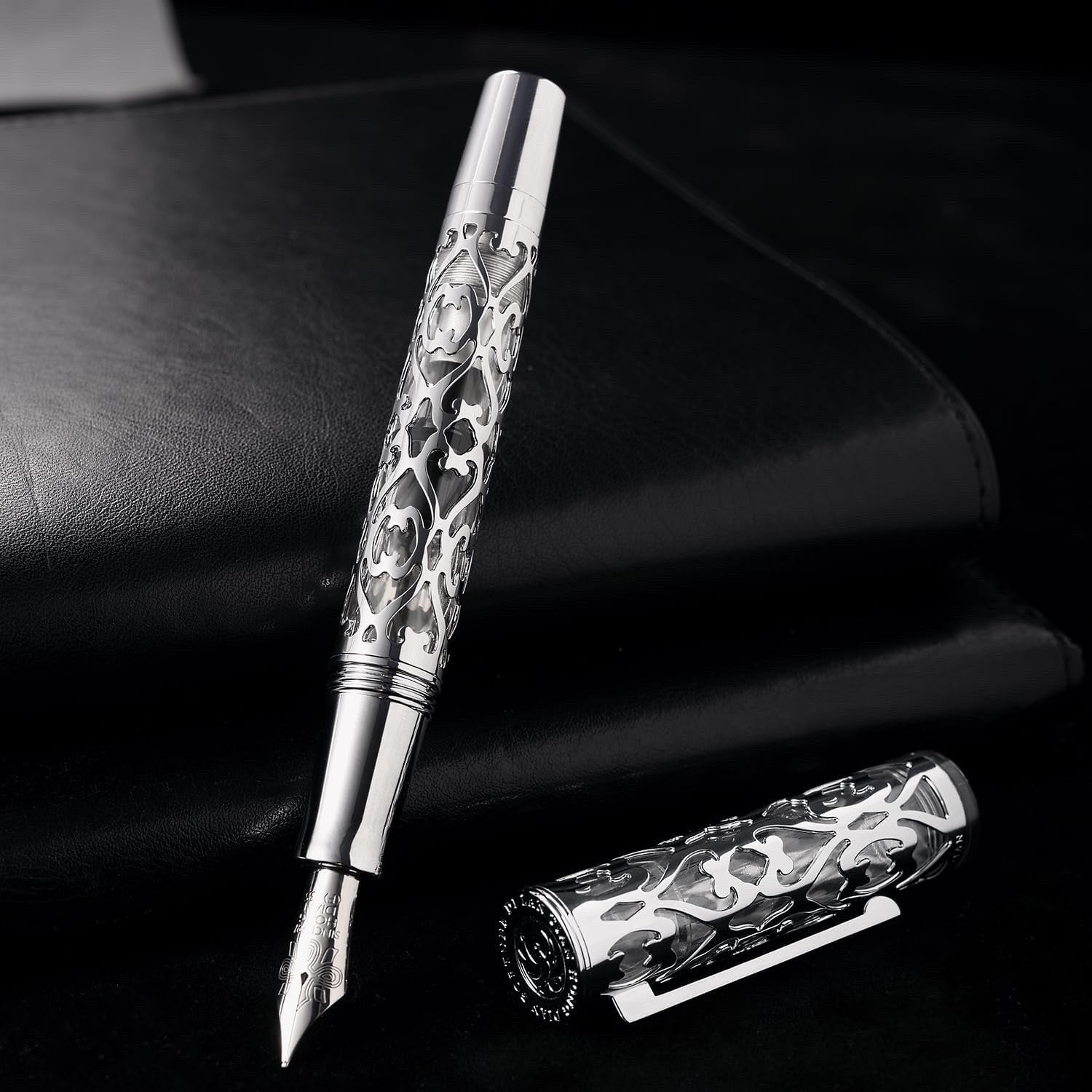 Hongdian D1 Piston Fountain Pen Extra Fine Nib, Hollow Skeleton & Resin Pen