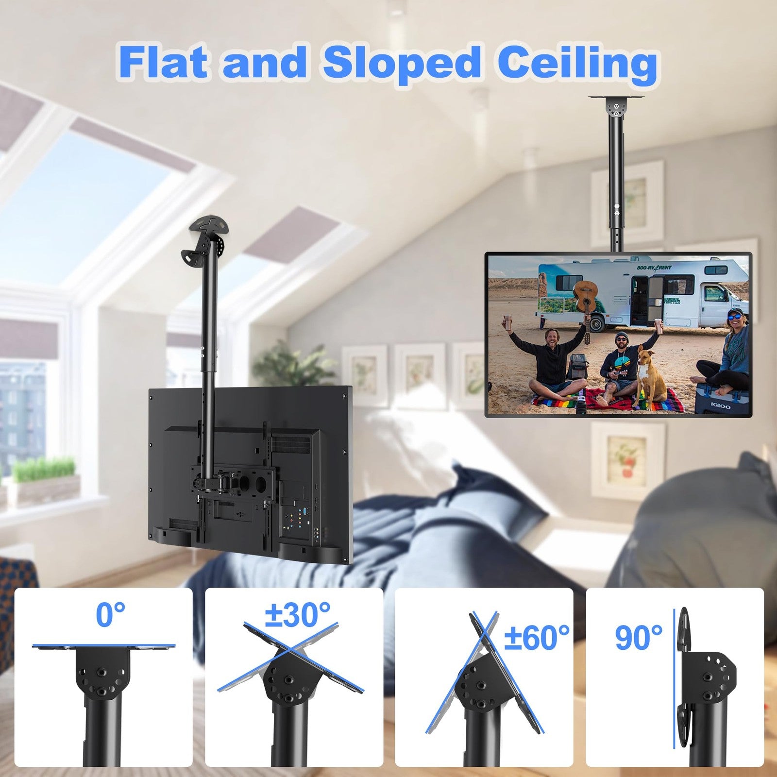 XINLEI Ceiling TV Mount Full Motion TV Bracket for Most 26-65" Flat Curved Tvs