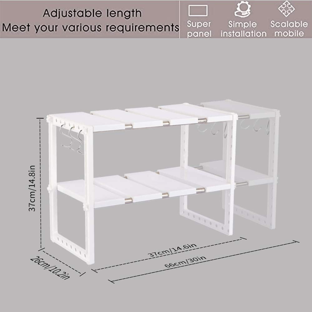 Expandable Under Sink Organizer 2Tier Adjustable Shelf Organizer