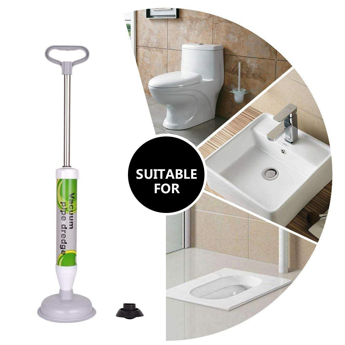Skoye Toilet Plunger, Powerful High Pressure Suitable Sure Holder Drain Plunger