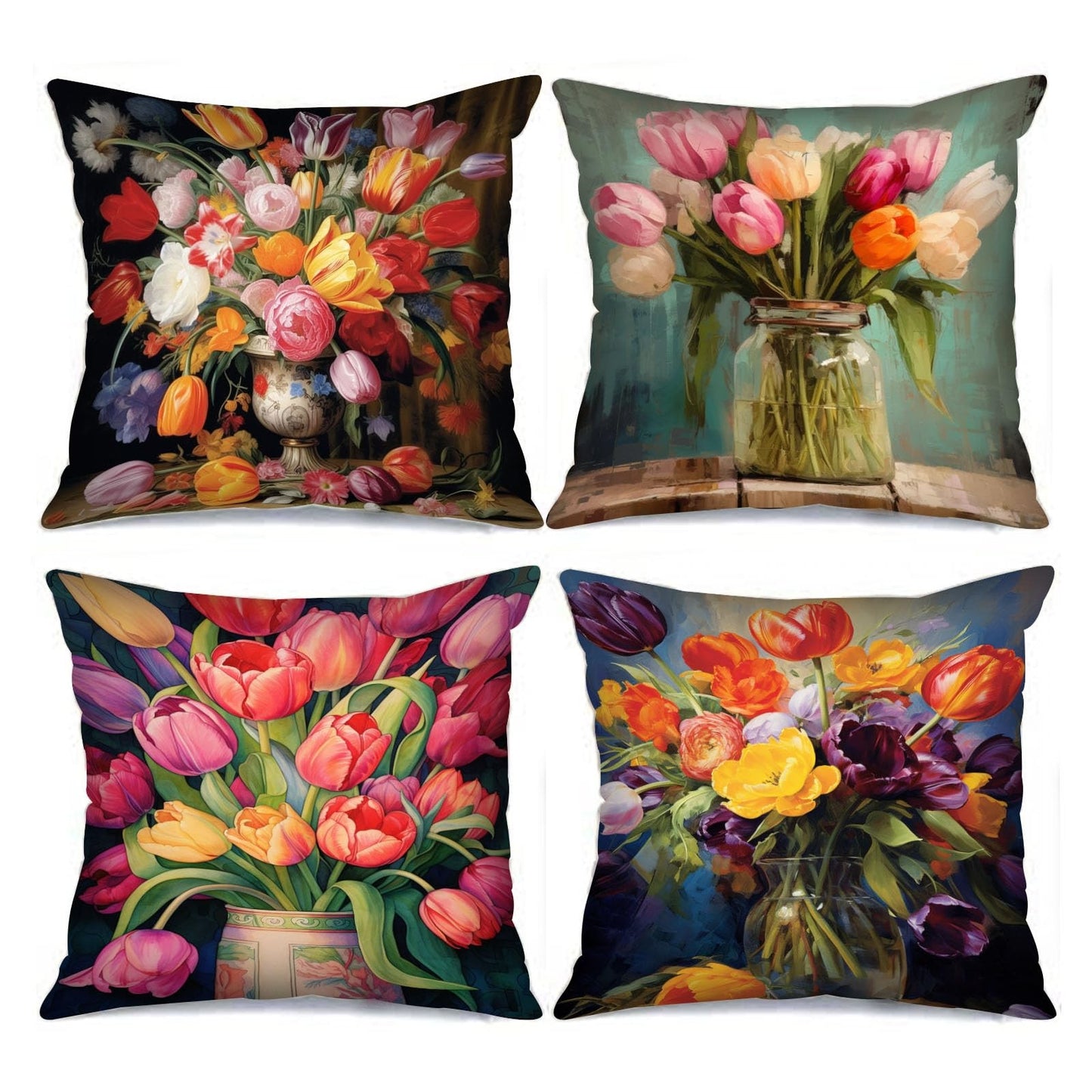 Tucocoo Decorative Cushion Covers with Tulip Vase 45 x 45 cm