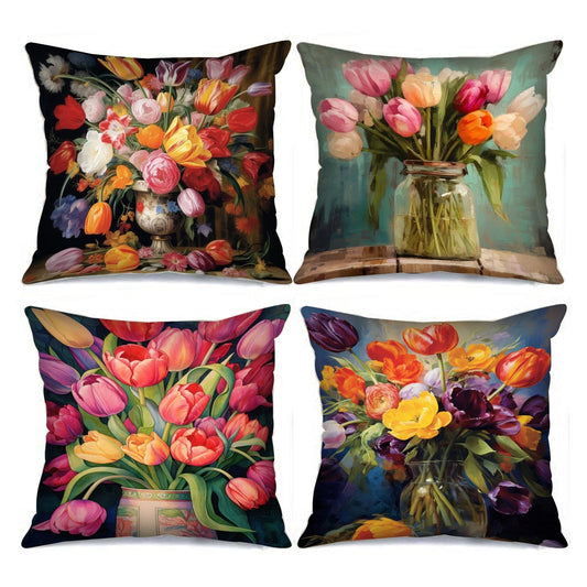 Tucocoo Decorative Cushion Covers with Tulip Vase 45 x 45 cm