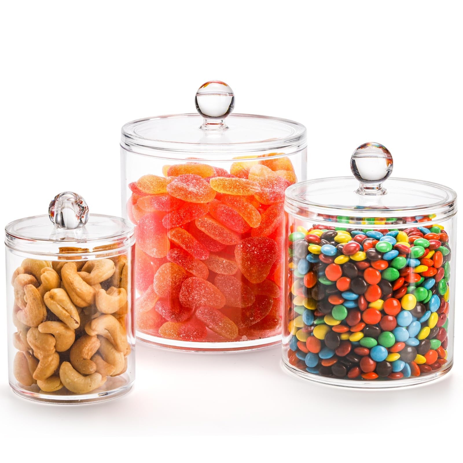 5PCS Acrylic Cotton Pad Holder with Lid 8/18/28 Oz