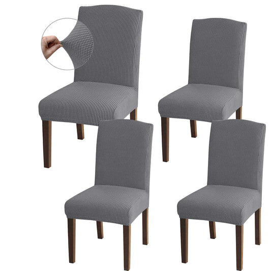 Set of 4 High Stretch Dining Chair Slipcovers, Universal Fit Jacquard Parson