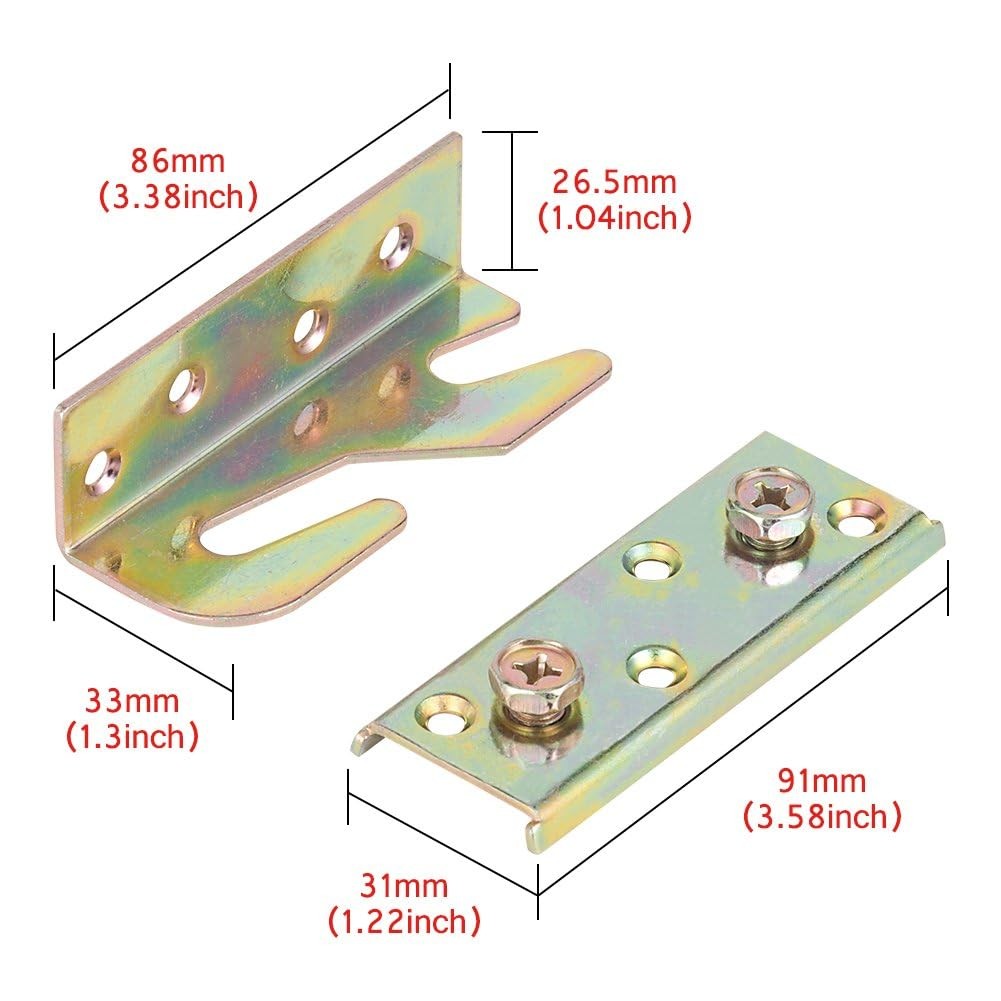 Bed Brackets Corner, GLANICS 4 Sets Bed Rail Brackets