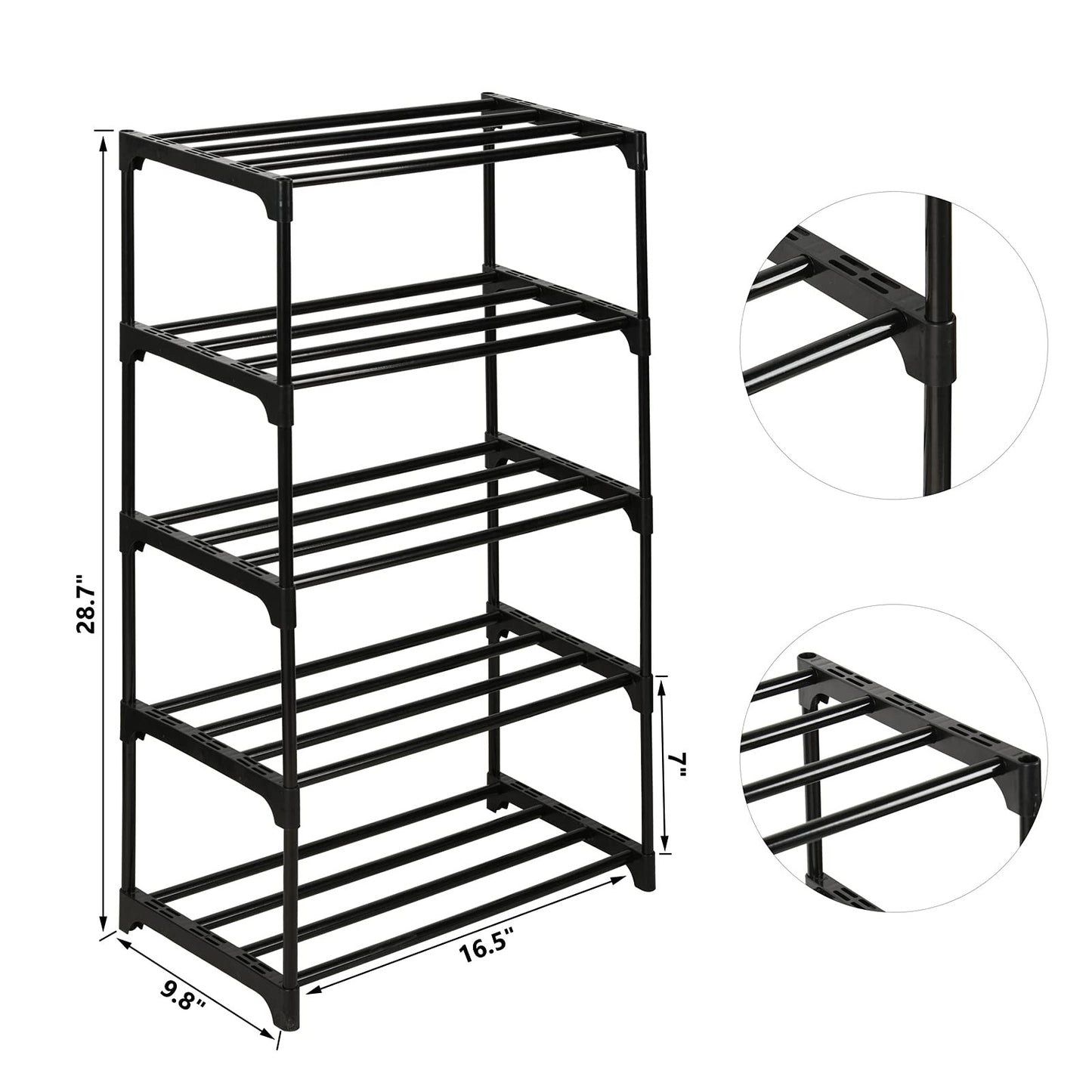 Ywinler 5 Tier Shoe Racks, Metal Shoe Storage Organiser