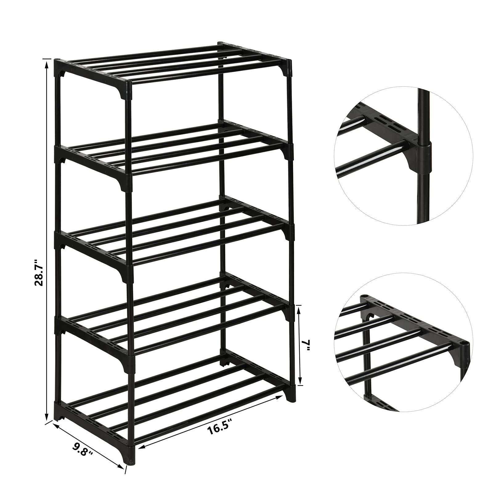 Ywinler 5 Tier Shoe Racks, Metal Shoe Storage Organiser