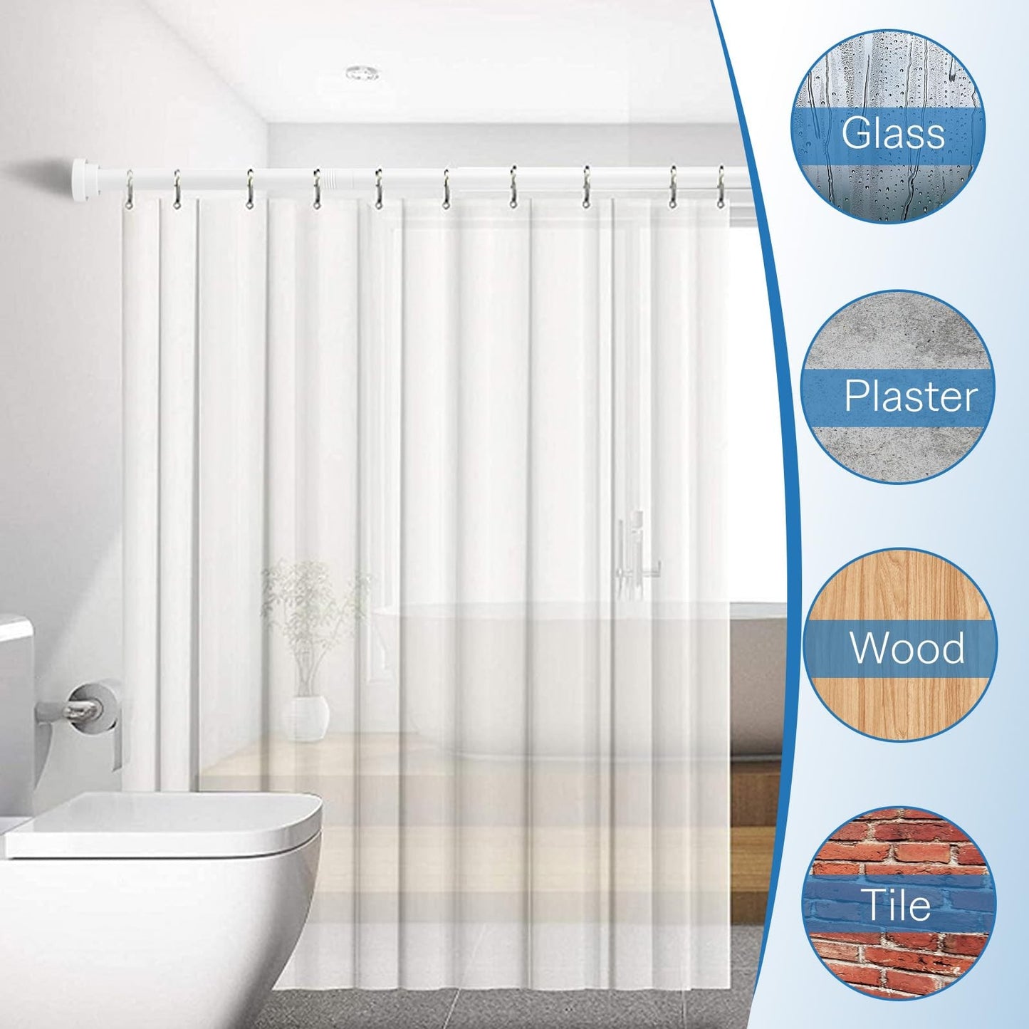 Extendable Shower Curtain Tension Rod 76-226cm,Telescopic Curtain Rod