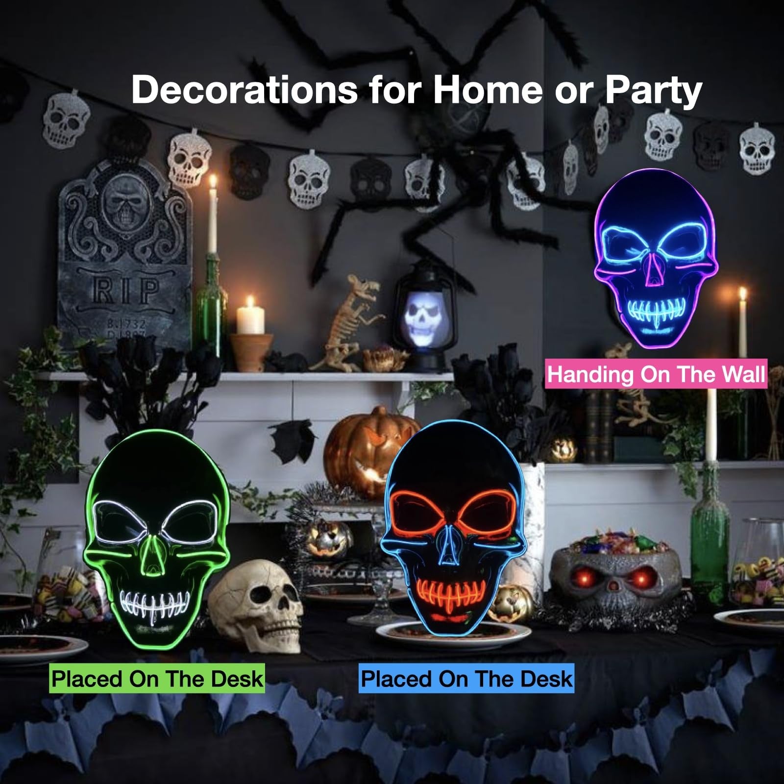 LED Skull Mask for Halloween Costume Party – Spooky Glowing