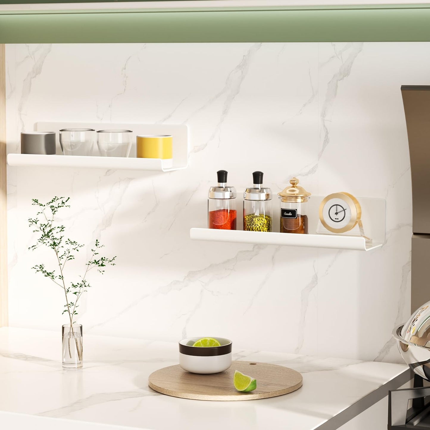 White Floating Shelves Set of 2 Wall Mounted for Display  - WELDUN