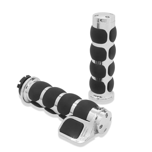 1" Chrome Billet Aluminium Comfortable Hand Grips Throttle Assistor Cruise