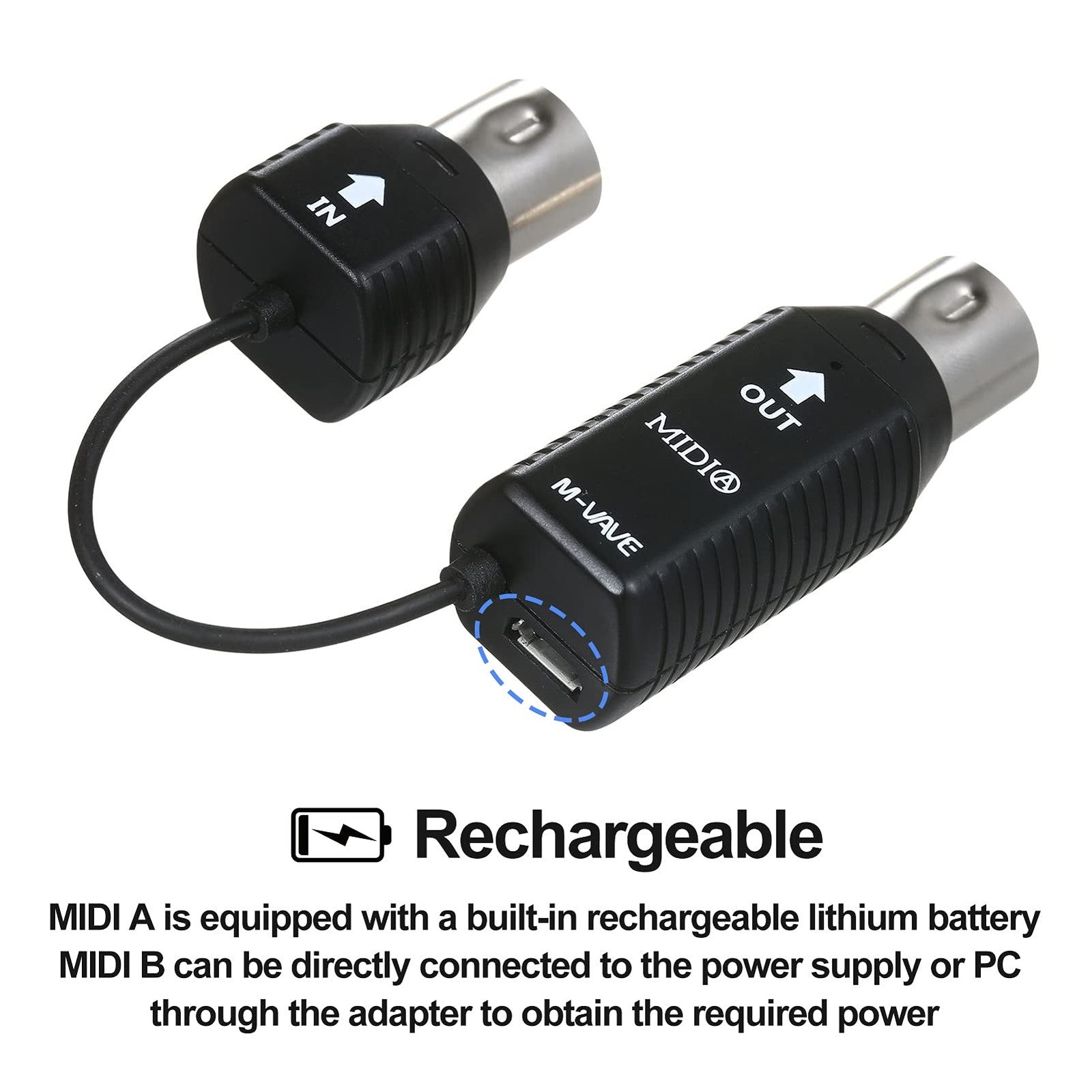 SHUAIGUO MS1 Mini Wireless MIDI Transmission System Adapter – Black