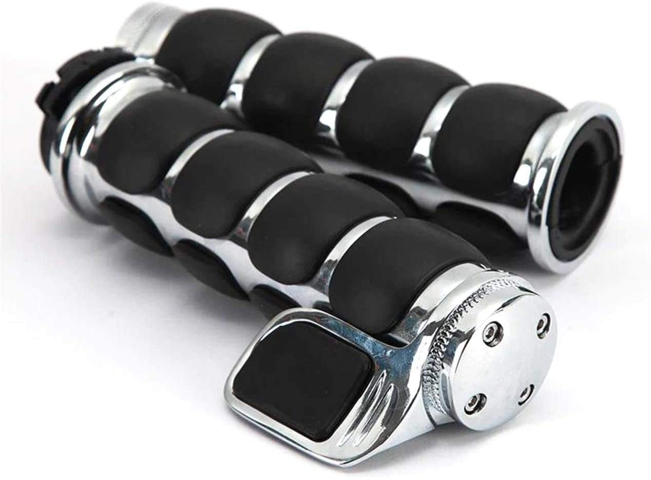 1" Chrome Billet Aluminium Comfortable Hand Grips Throttle Assistor Cruise