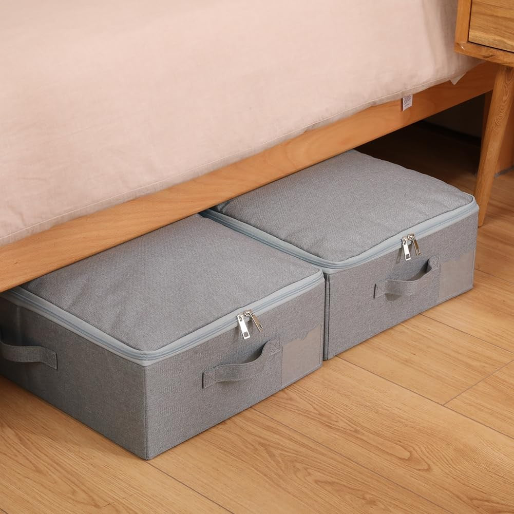 Amonsen Pack of 2, Slim Folding Storage Boxes with Soft Lid