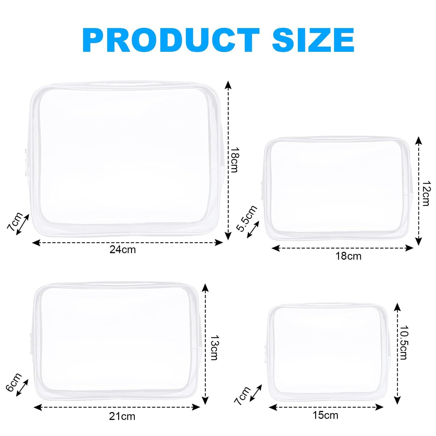Aucuu Clear Toiletries Bag, 4 Pack PVC Waterproof Toiletries