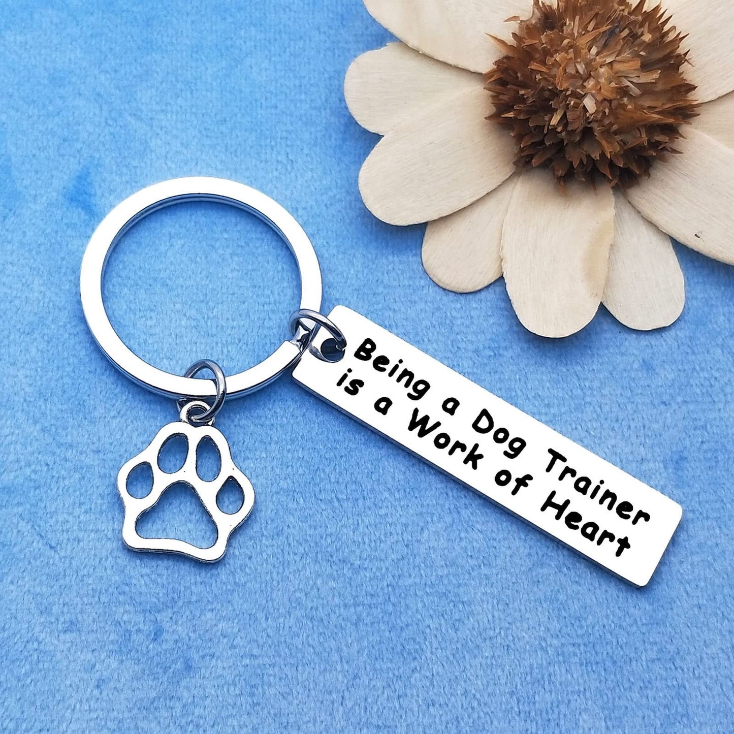 Dog Trainer Keyring Appreciation Gift for Dog Lovers – Silver