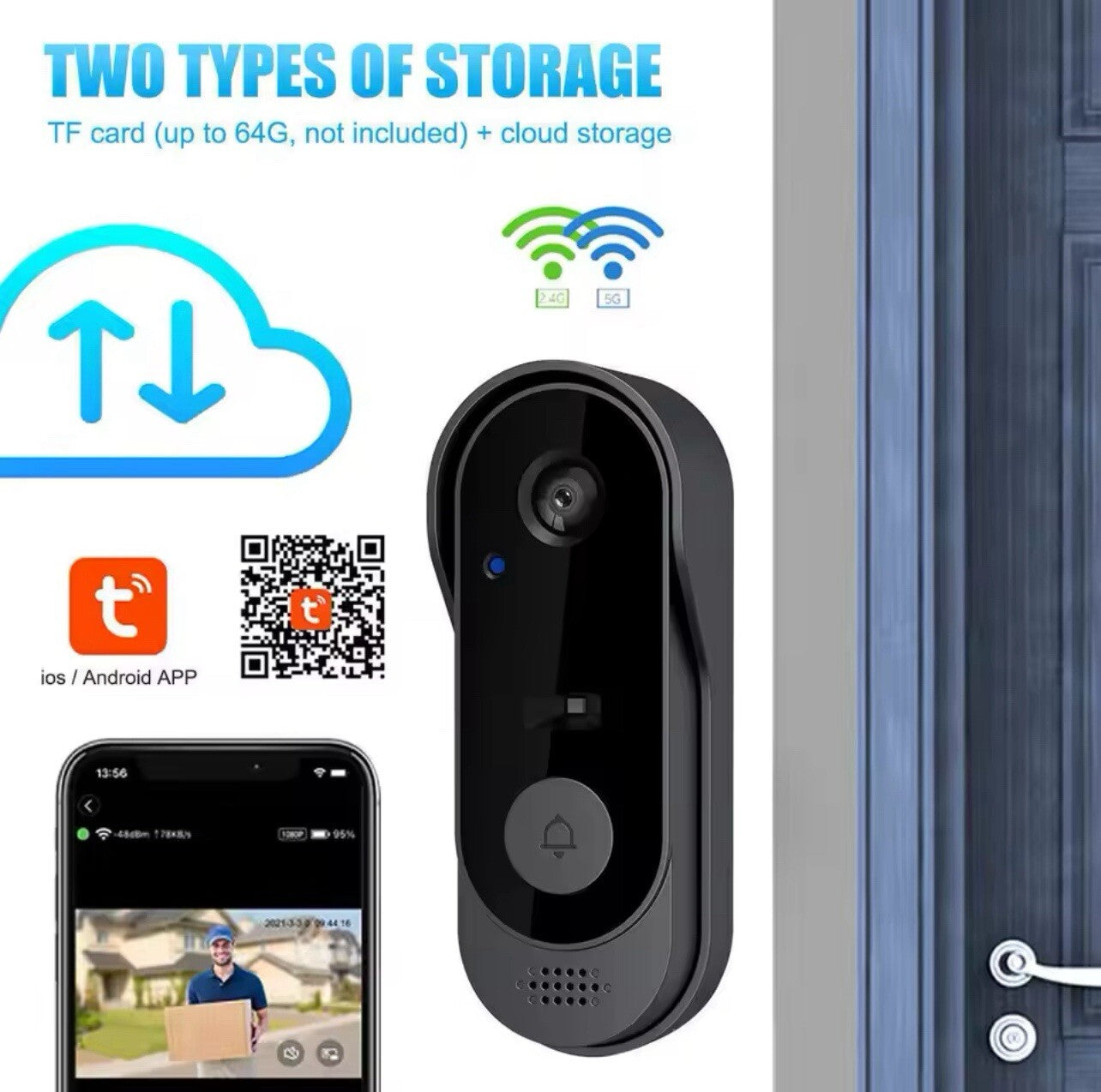 Tuya Doorbell With Camera Wireless Bundle Video Doorbell WIFI HD Outdoor 