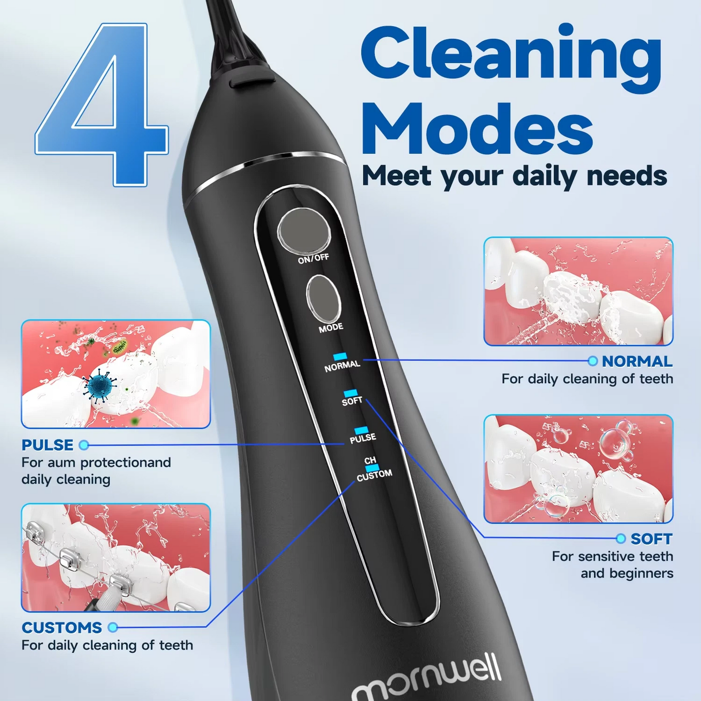 Dental Floss Portable Cordless F18 Oral Irrigator 3 Cleaning Modes Waterproof