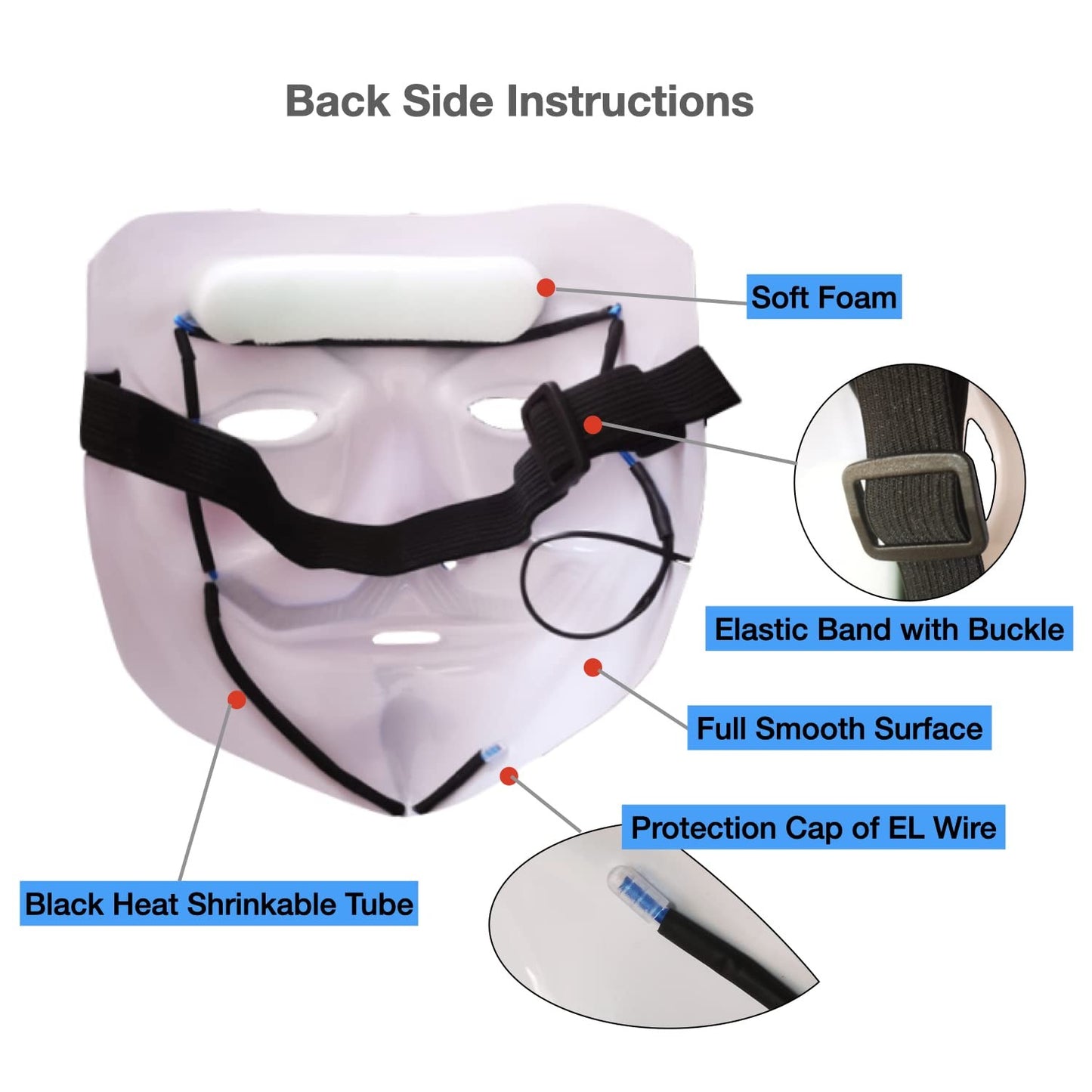 SOUTHSKY LED Mask V, Vendetta Mask EL Wire Light Up Christmas Halloween Cosplay