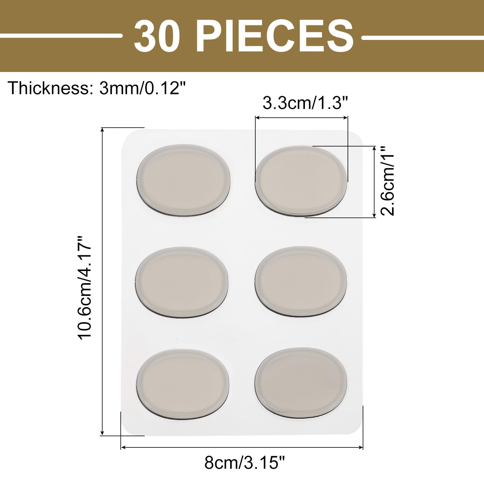 30 Pcs Drum Dampeners Gel Pads for Tone Control – Brown 33x26x3mm