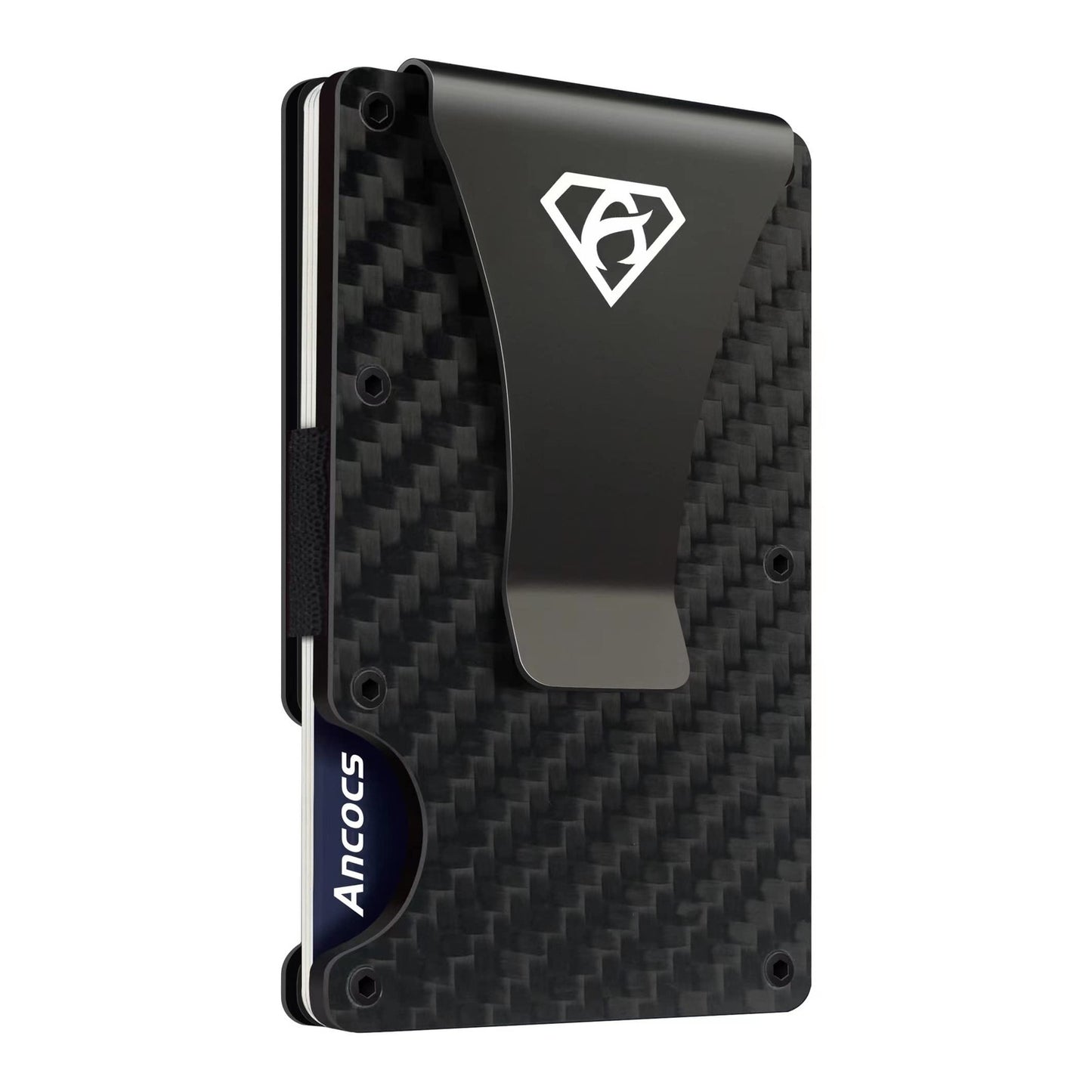 Ancocs Carbon Fiber Credit Card Holder with Metal Money Clip -NFC RFID Blocking