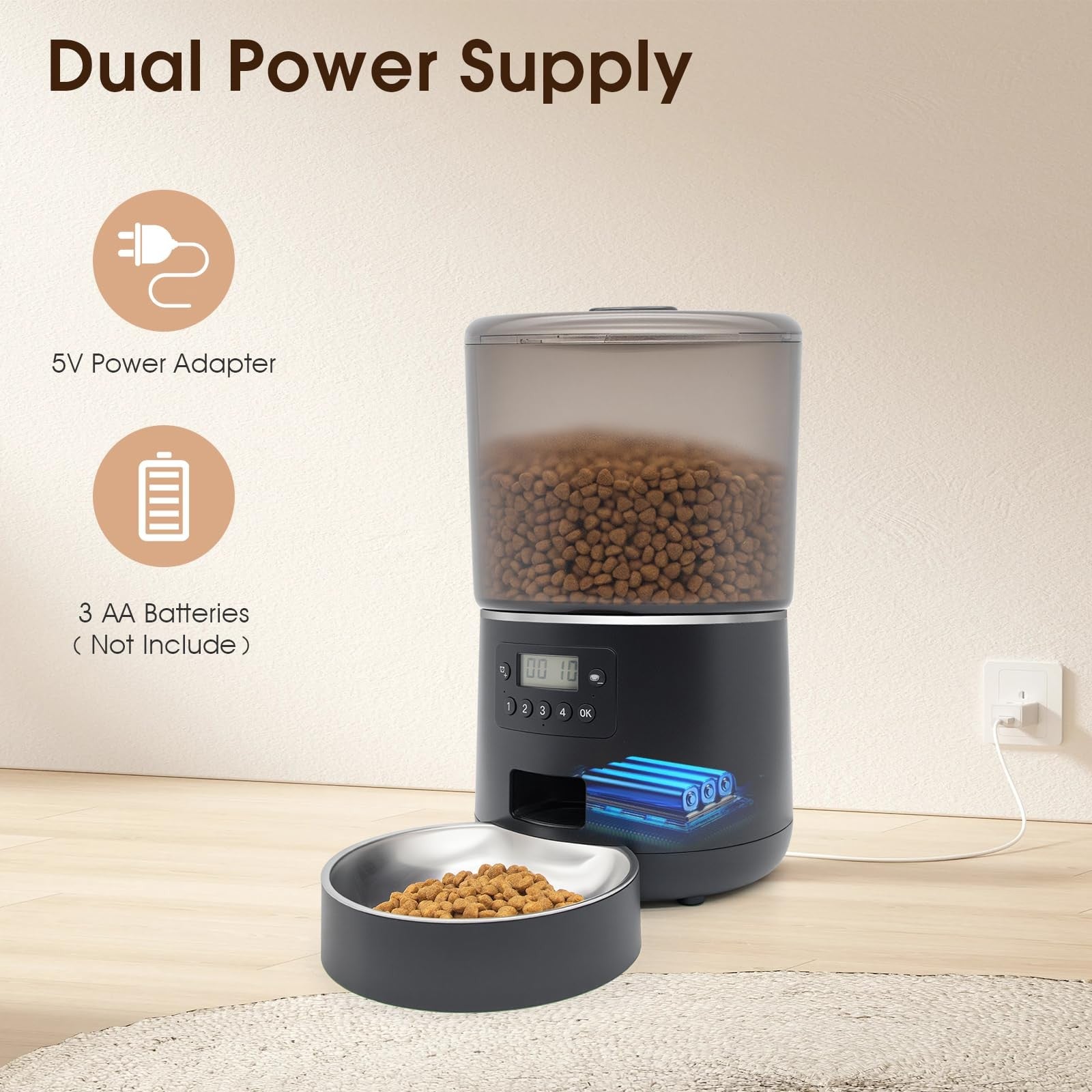 Automatic Cat Feeder Programmable 4 Meals Daily – 3-4L Capacity