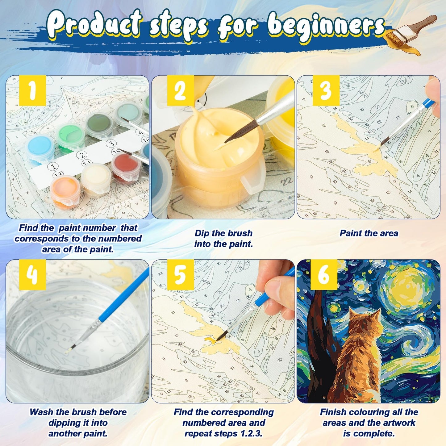 GwaOery Paint by Numbers Kits for Adults, Cat DIY Color Oil Painting Acrylic