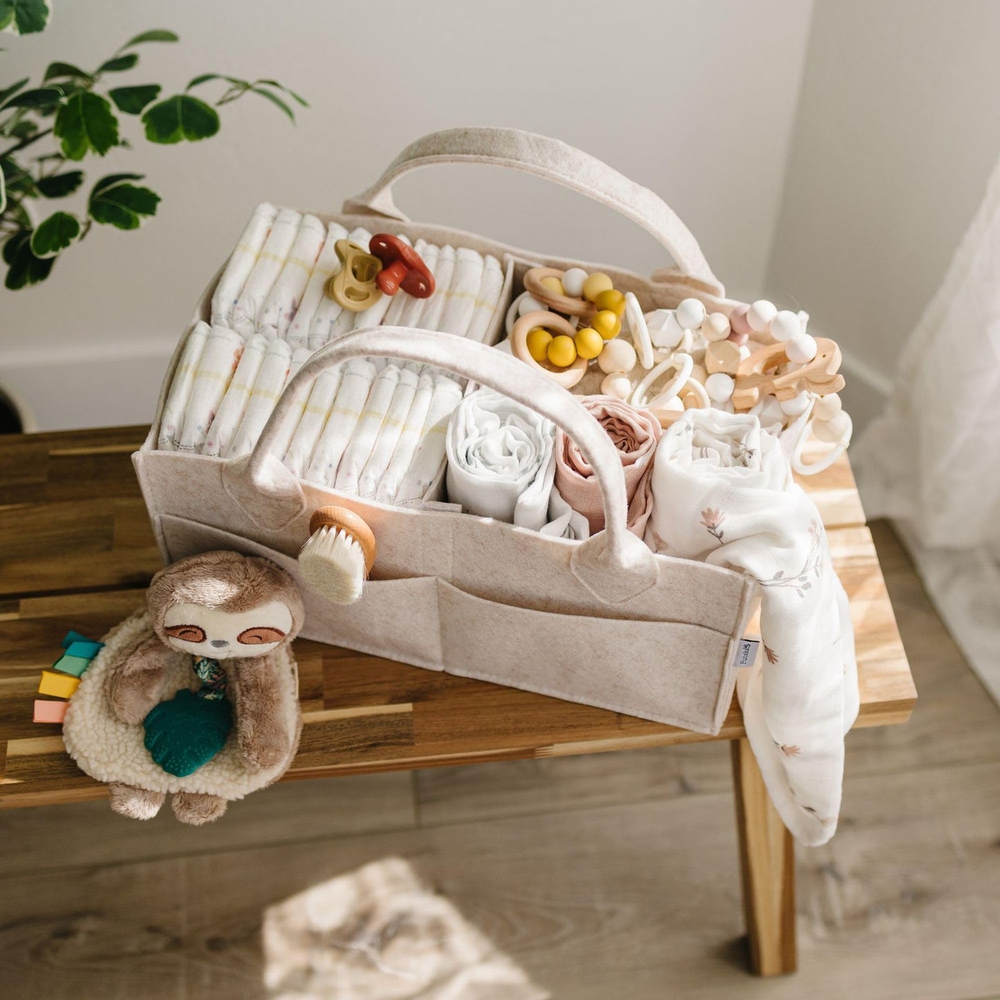 PUTSKA Baby Nappy Caddy Organizer Nursery Storage Basket – Mocha Extra Large
