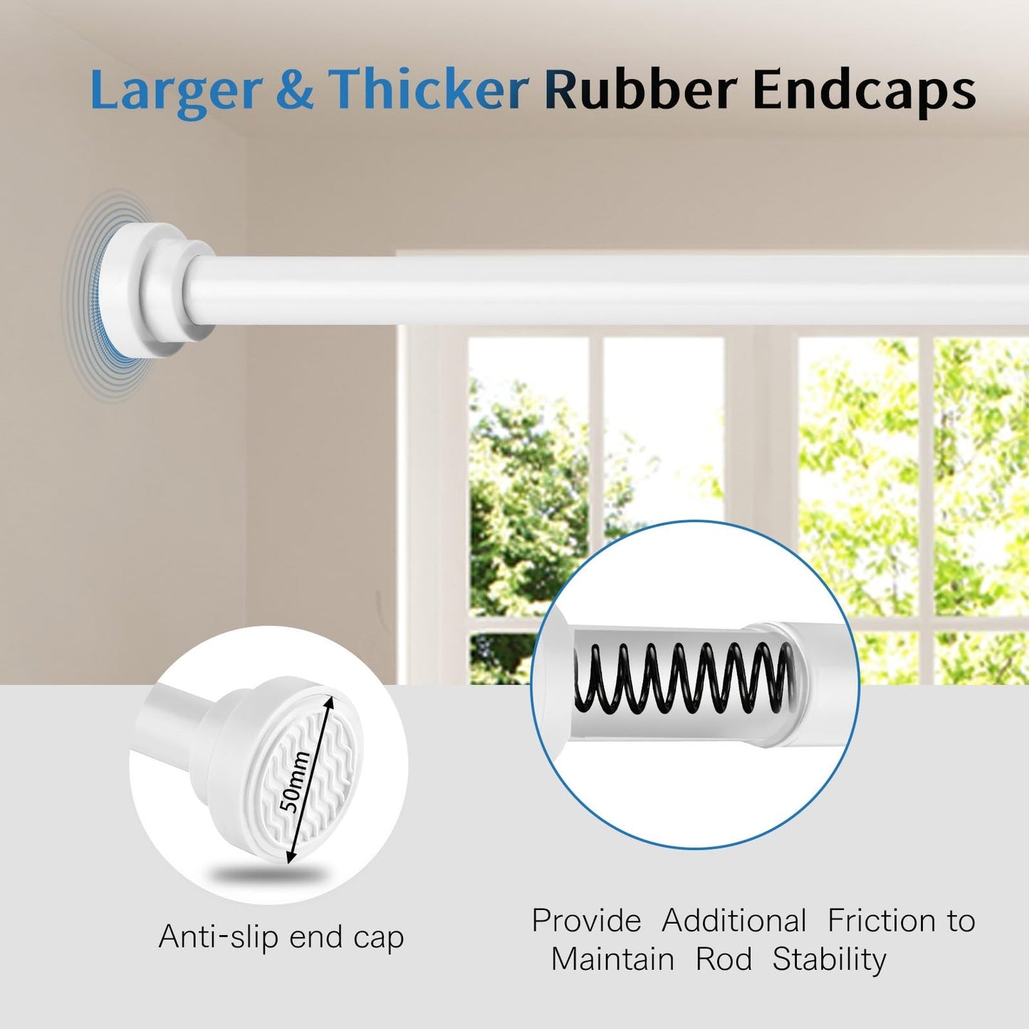 Extendable Shower Curtain Tension Rod 76-226cm,Telescopic Curtain Rod