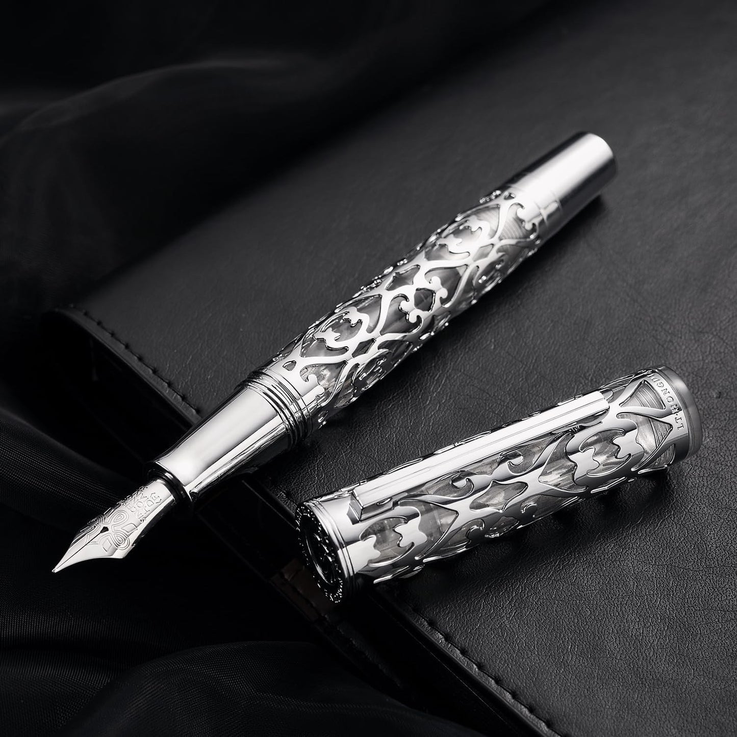 Hongdian D1 Piston Fountain Pen Extra Fine Nib, Hollow Skeleton & Resin Pen