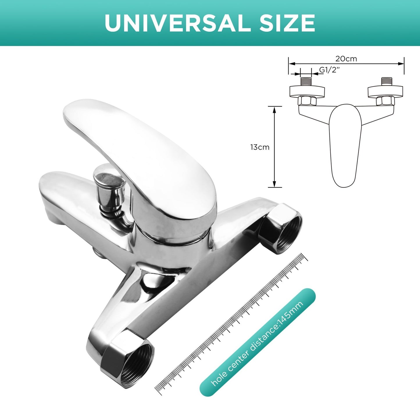 Wall Mounted Bath Faucet - Single Lever Bathtub Shower Mixer