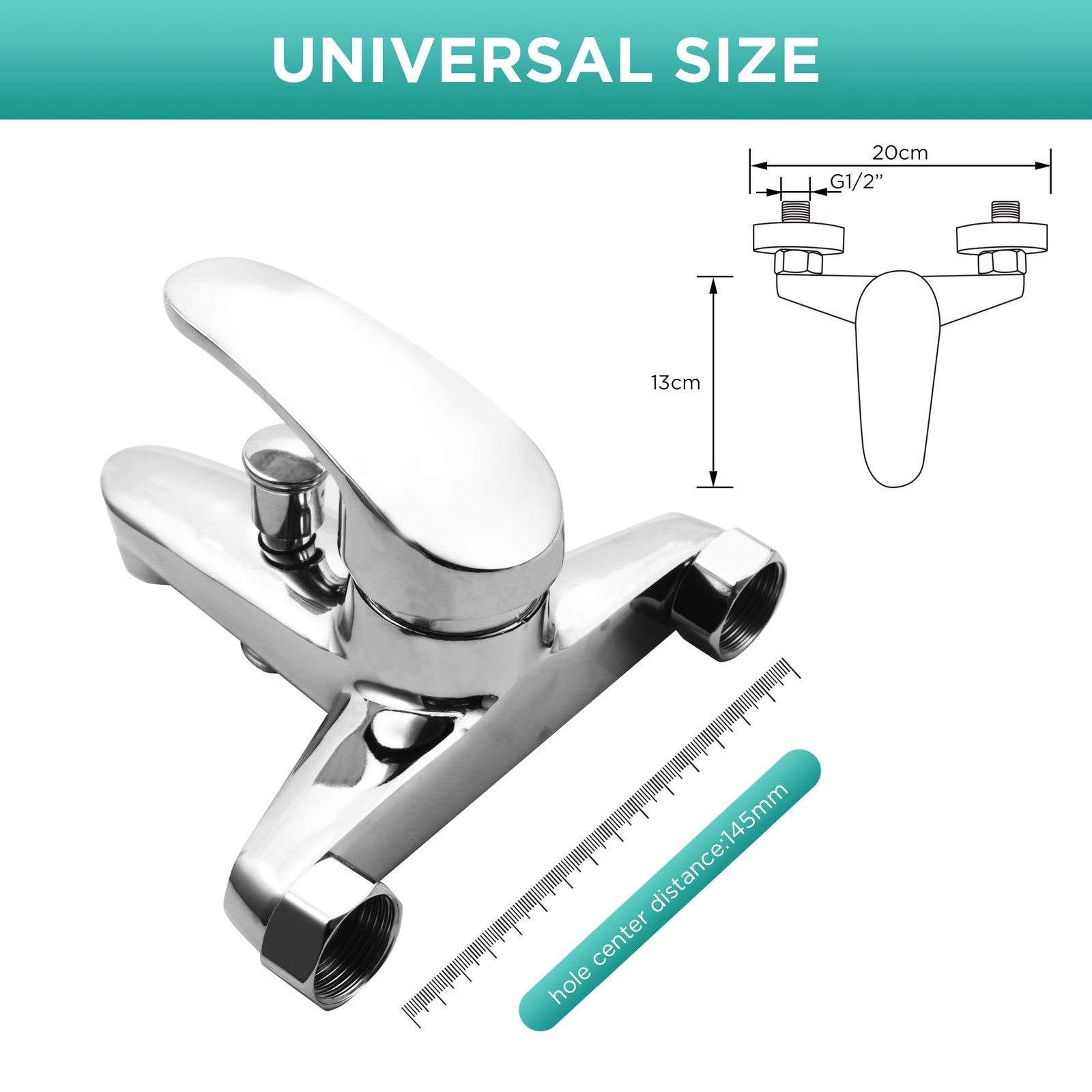 Wall Mounted Bath Faucet - Single Lever Bathtub Shower Mixer