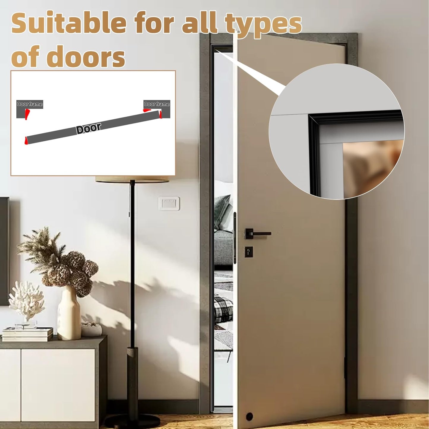 Esufeir 2Pack Wedge Draft Excluder Strips for Windows & Doors – Black 196 inches