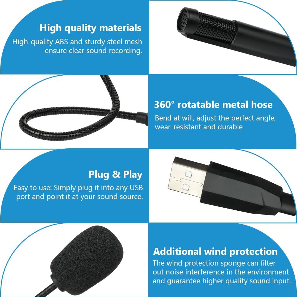 USB Microphone 360° Omnidirectional for Online Meetings – Metal