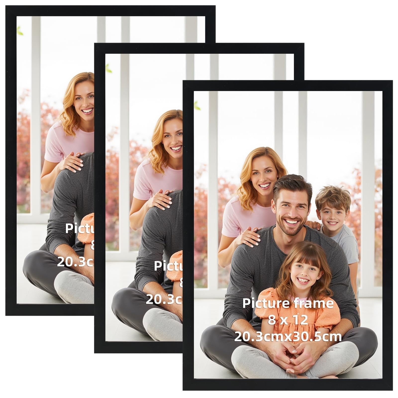 Photo Frame Pack of 3 8x12in Black – Wall or Tabletop