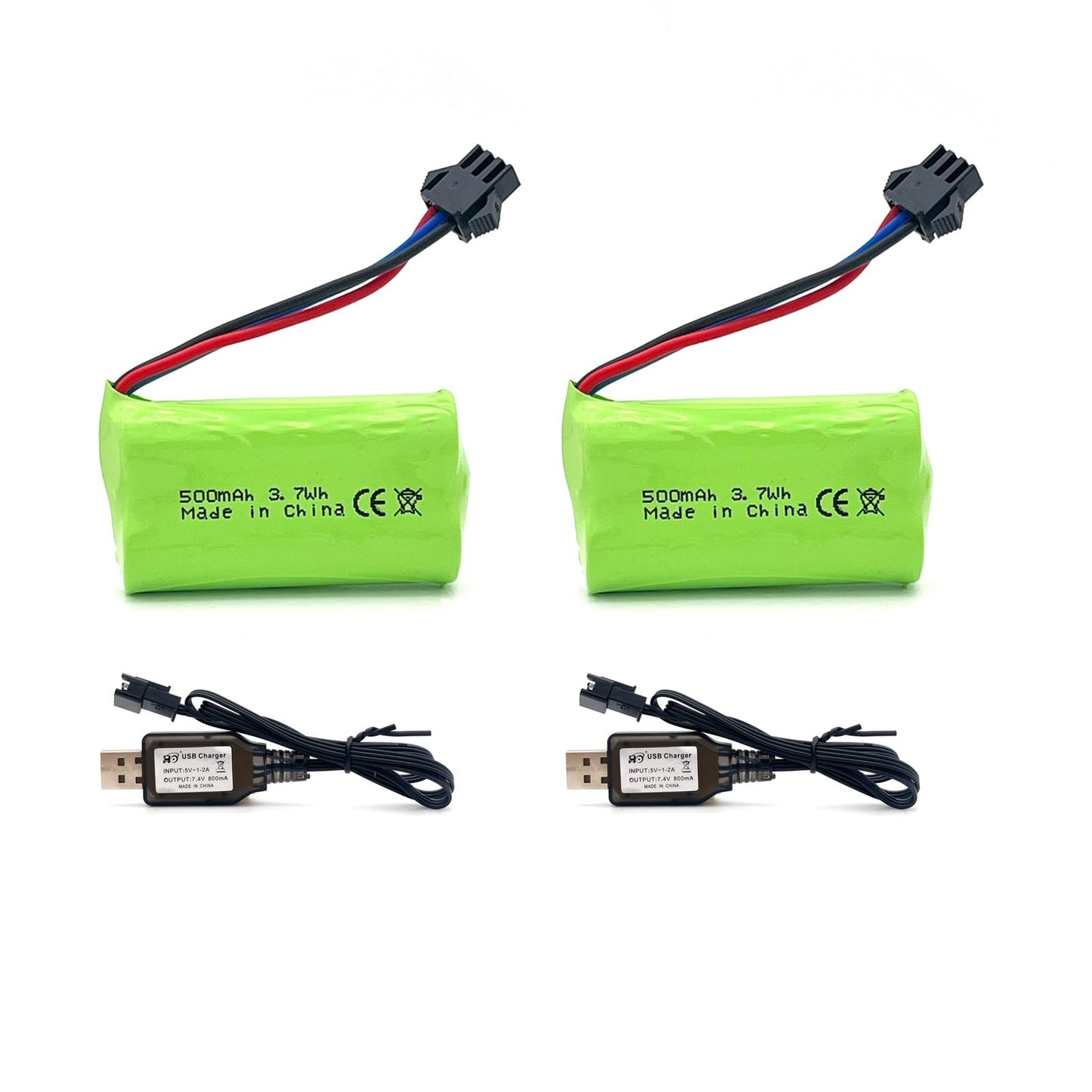 7.4V 500mAh SM-3P Plug 2S Li-ion Battery  USB Charger for RC Car Remote Control