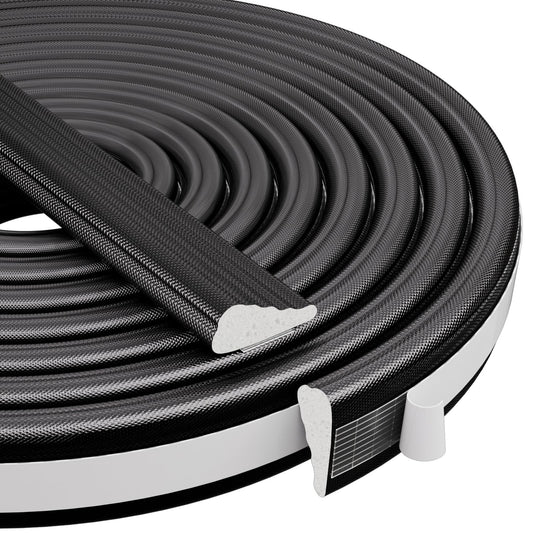 Esufeir 2Pack Wedge Draft Excluder Strips for Windows & Doors – Black 196 inches